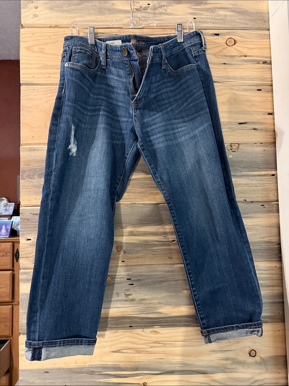 Kut from the Kloth Dark Blue Cropped Distressed Jeans